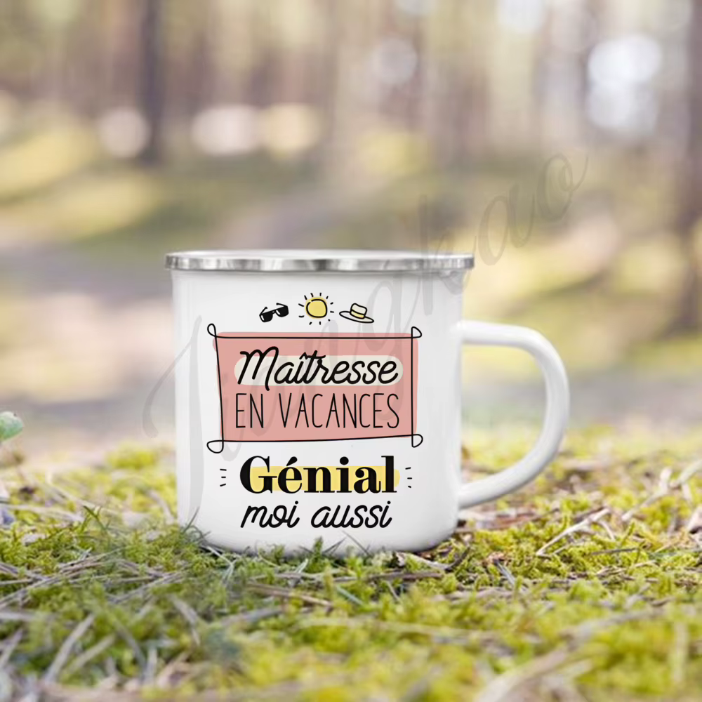 Mistresse Maitre sur les vacances imprimé tasse à café en émail boissons