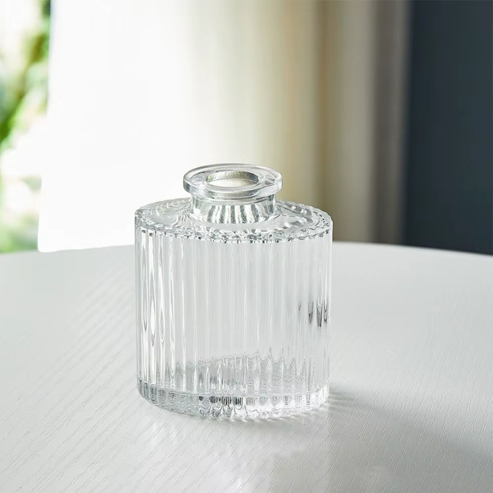 Vase en verre vintage en relief pour plantes hydroponiques transparentes