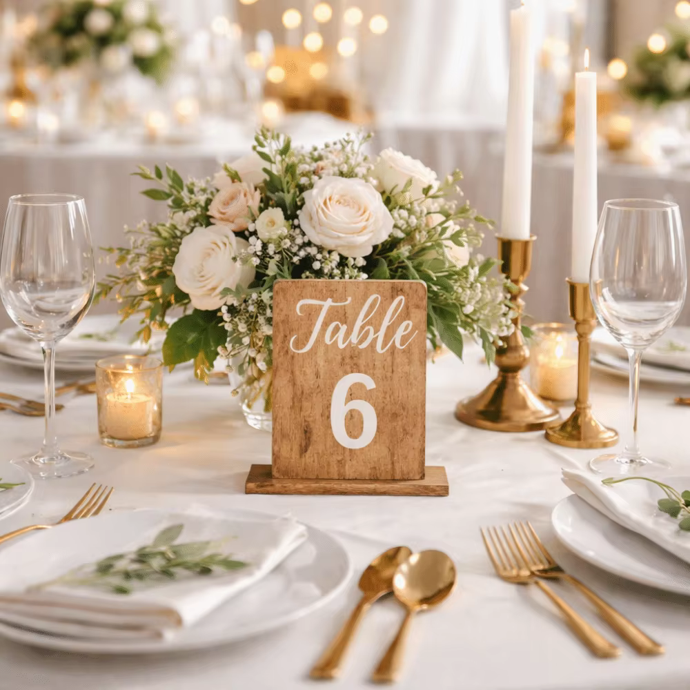Numéros de table de mariage double face décoratifs
