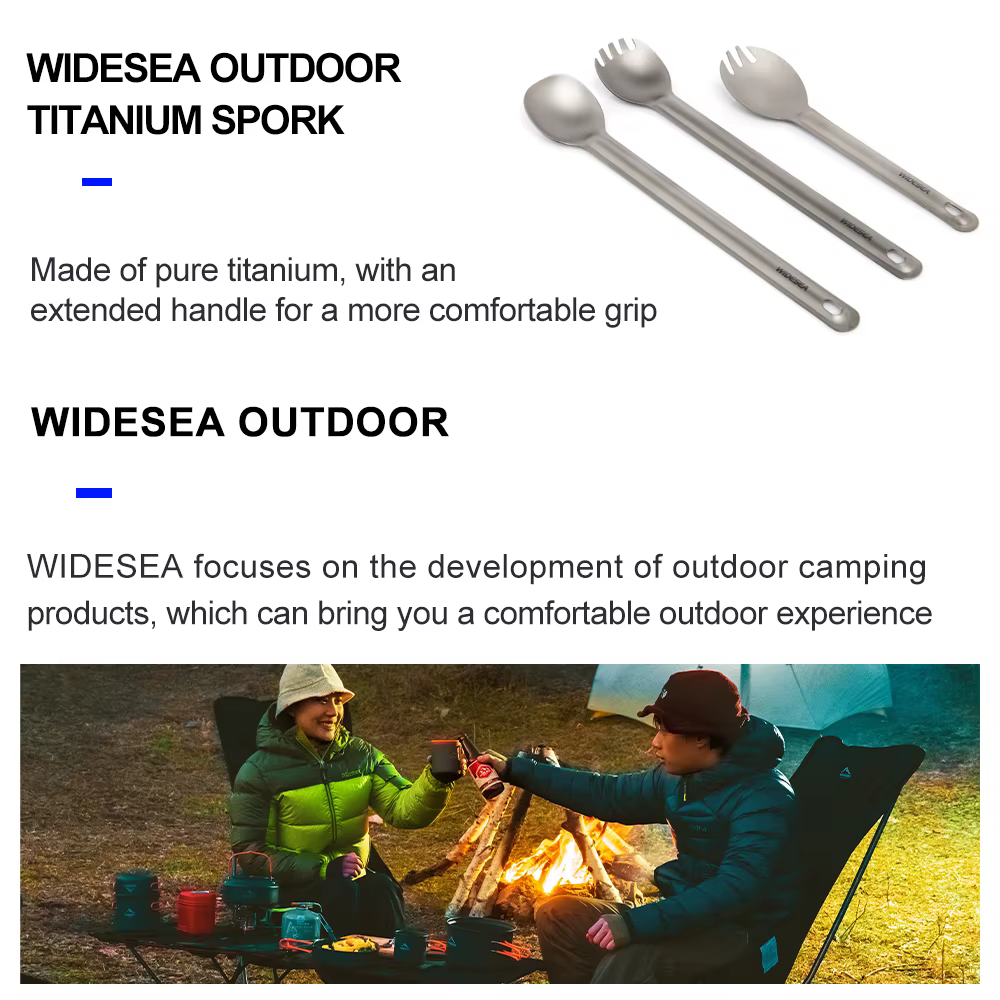 Widesea Camping titane Spork cuillère extérieur fourchette légère vaisselle Portable pique-nique randonnée voyage