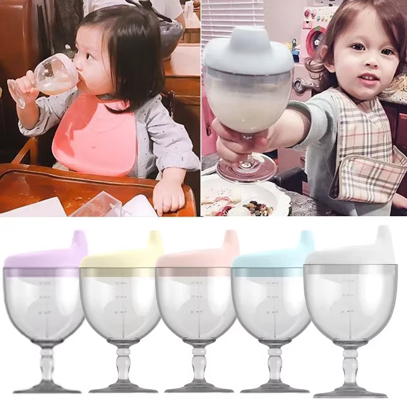 Bébé apprentissage biberon nouveauté verre à vin en forme de Sippy tasse avec couvercle enfants Toldder