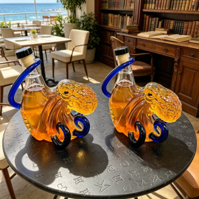 Carafe en verre artisanale en forme de pieuvre