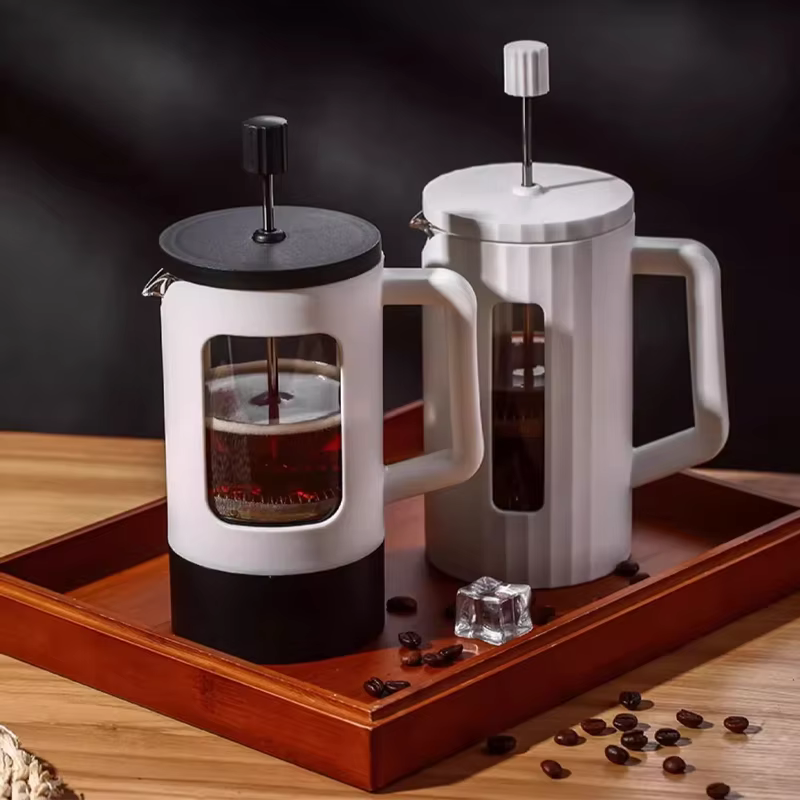 Cafetière à Pression Française en Acier Inoxydable Haute Densité et Verre Résistant à la Chaleur