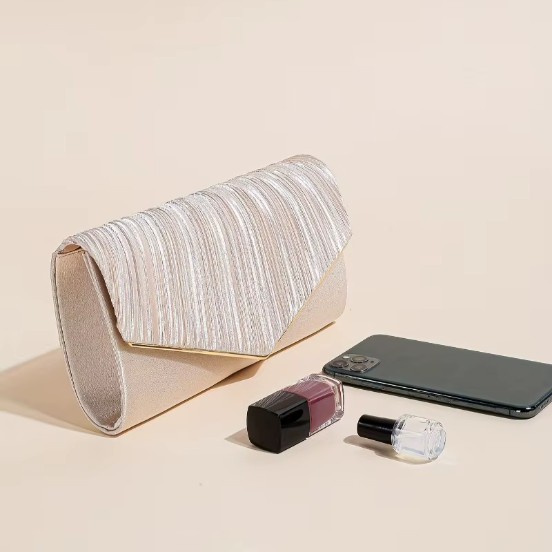 Pochette plissée champagne