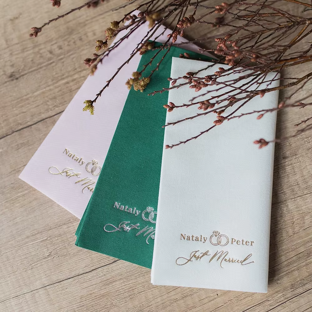 Serviettes personnalisées pour dîner de fiançailles et de mariage