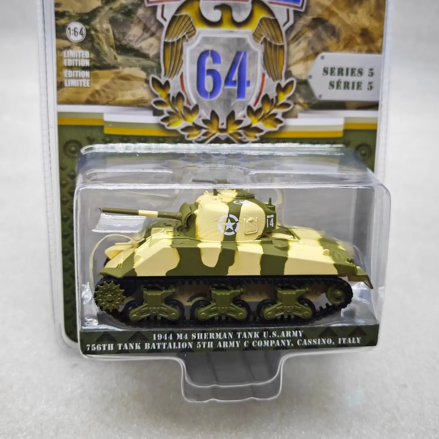 1: 64ème bataillon, 64e série, char Sherman 5-M4, 5ème corps de l'armée américaine, C-Company, modèle de voiture avancée de char 756, objets de collection