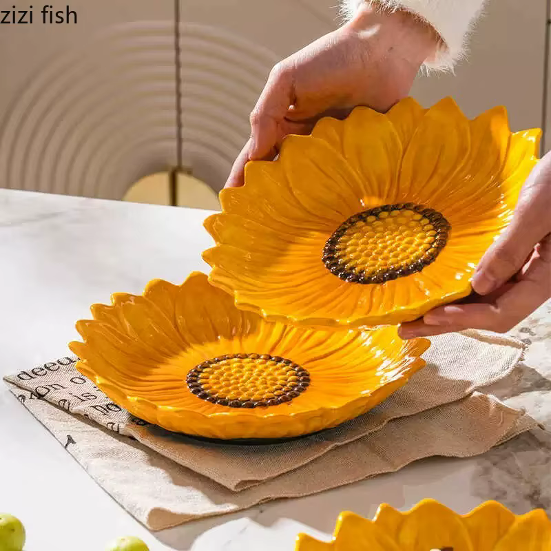 Assiette en céramique tournesol