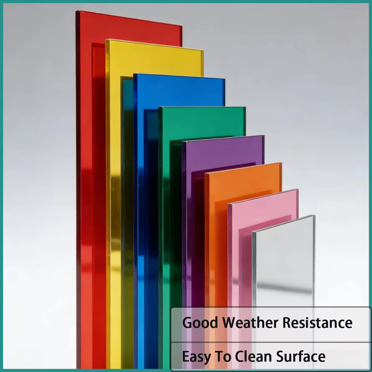 Miroir carré en verre acrylique coloré de 2 mm d'épaisseur, lentille décorative pour hôtel, verre organique résistant aux chocs