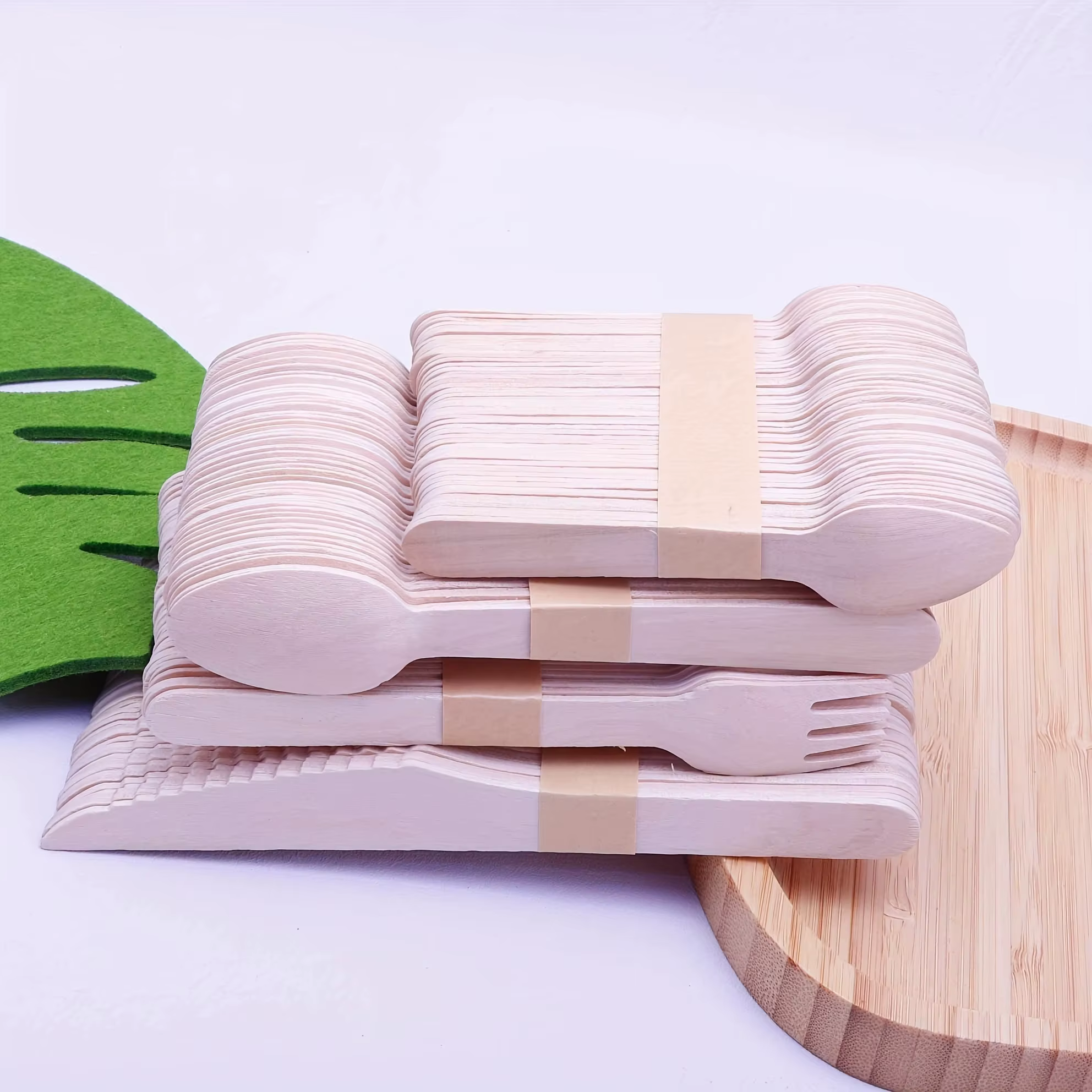 Ensemble de vaisselle jetable en bois pour fête