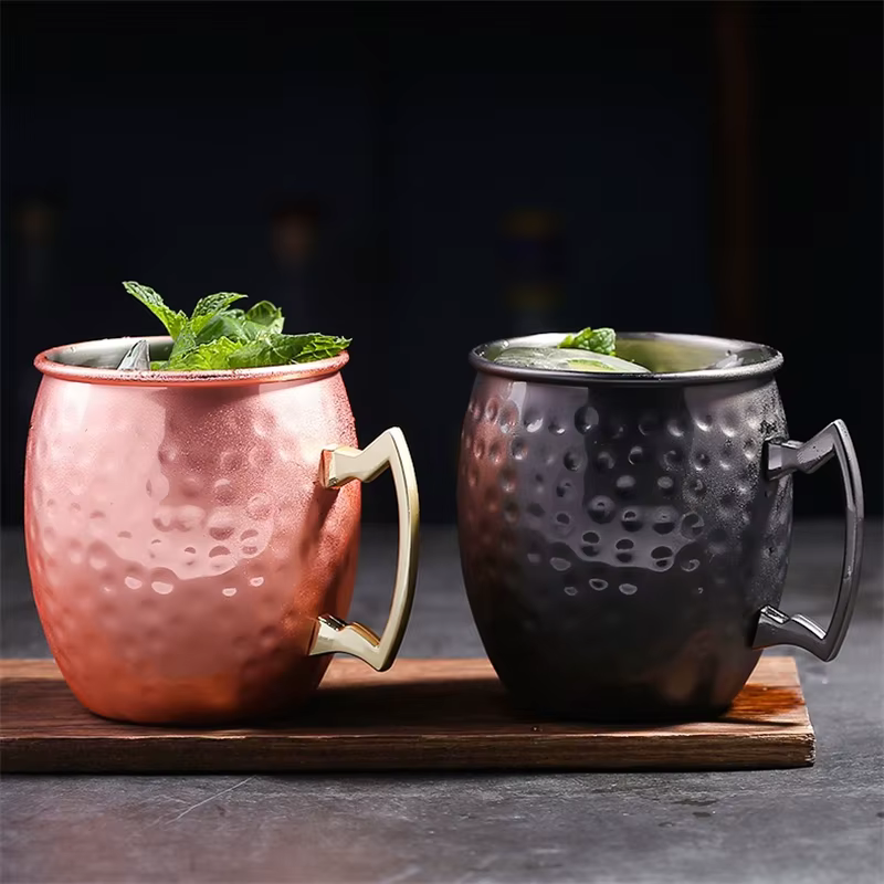 4 pièces 550ml martelé cuivre plaqué moscou Mule tasse Cocktail bière café