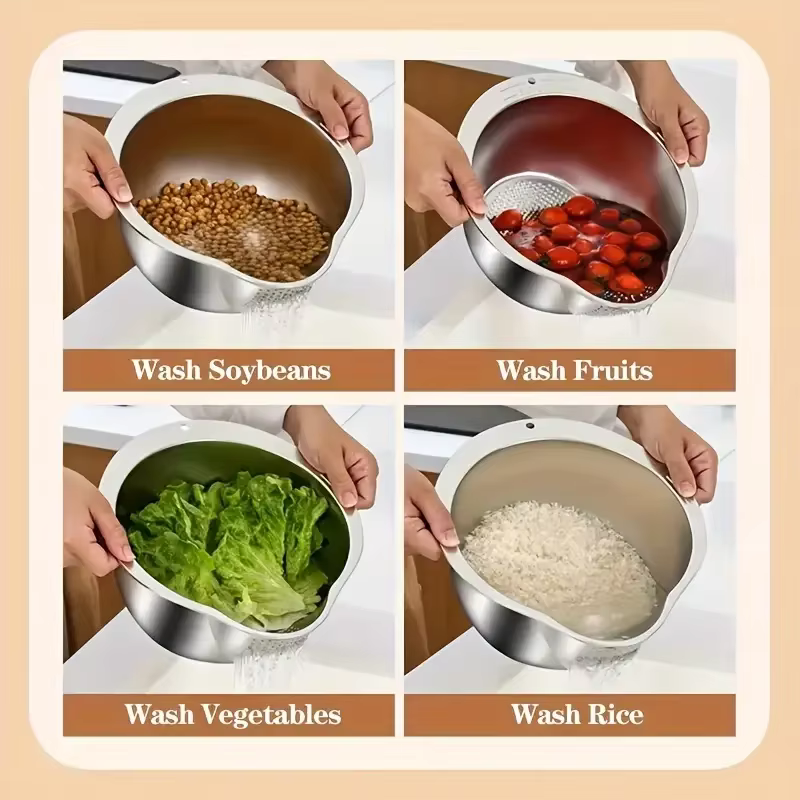Bol de lavage de riz en acier inoxydable 304