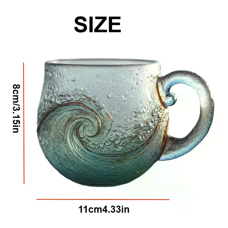 Tasse ondulée en verre de mer 12 Oz