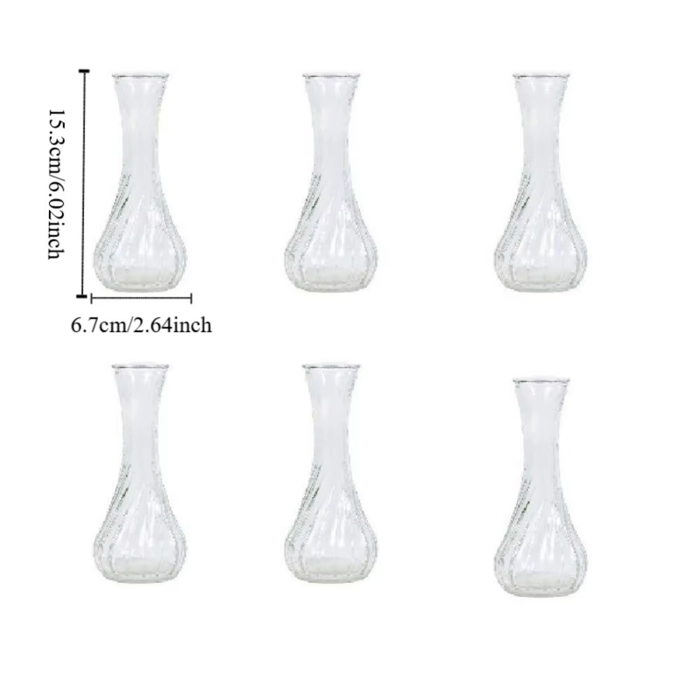 Lot de 6 mini-vases en verre transparents pour décoration de table