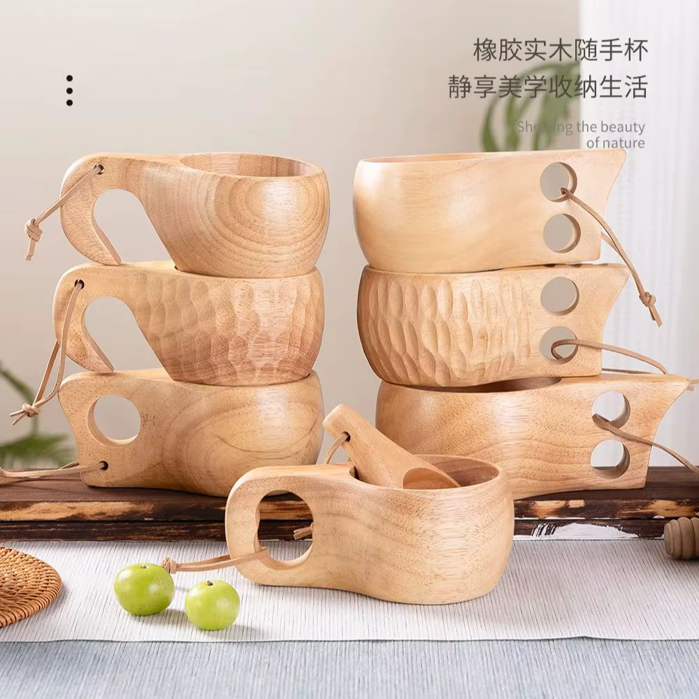 (1 pièces) petite tasse à lait créative en bois 6/8oz 180-240ml