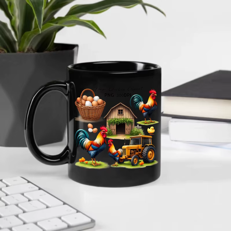 Tasse à café de poulet de ferme