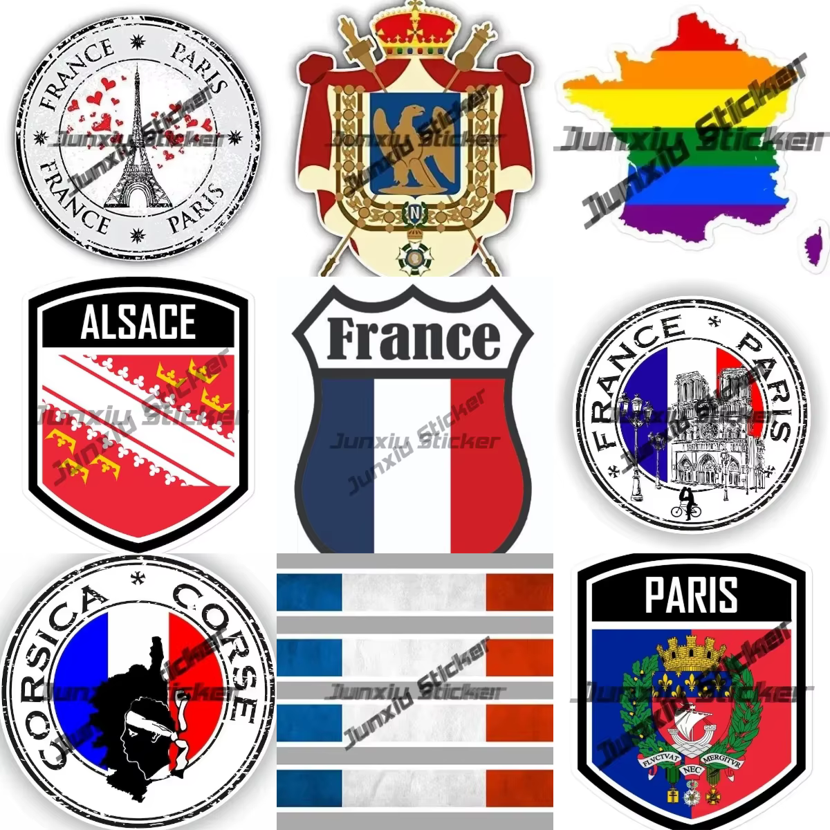 Autocollant blason France Feel Stripe Racing, insigne Paris, tour Eiffel, Notre Dame, décalcomanie extérieure, accessoires de décoration