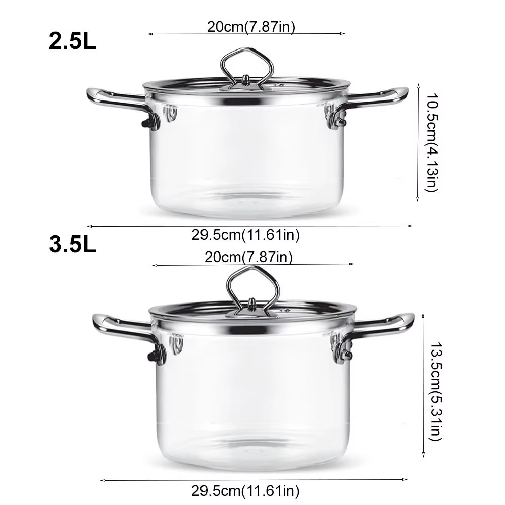 Verrerie moderne haute teneur en verre Borosilicate marmite transparente minimaliste casserole