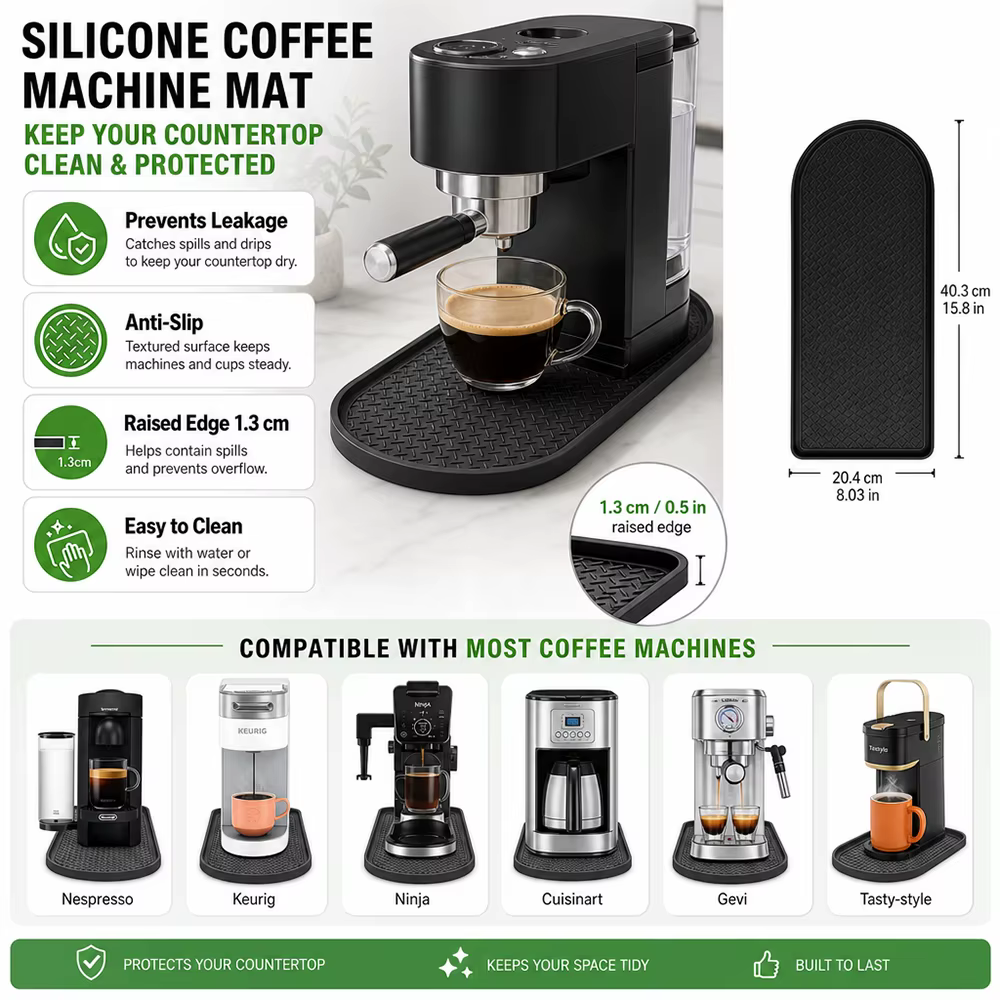 Tapis de protection en silicone pour machine à café 40x20cm
