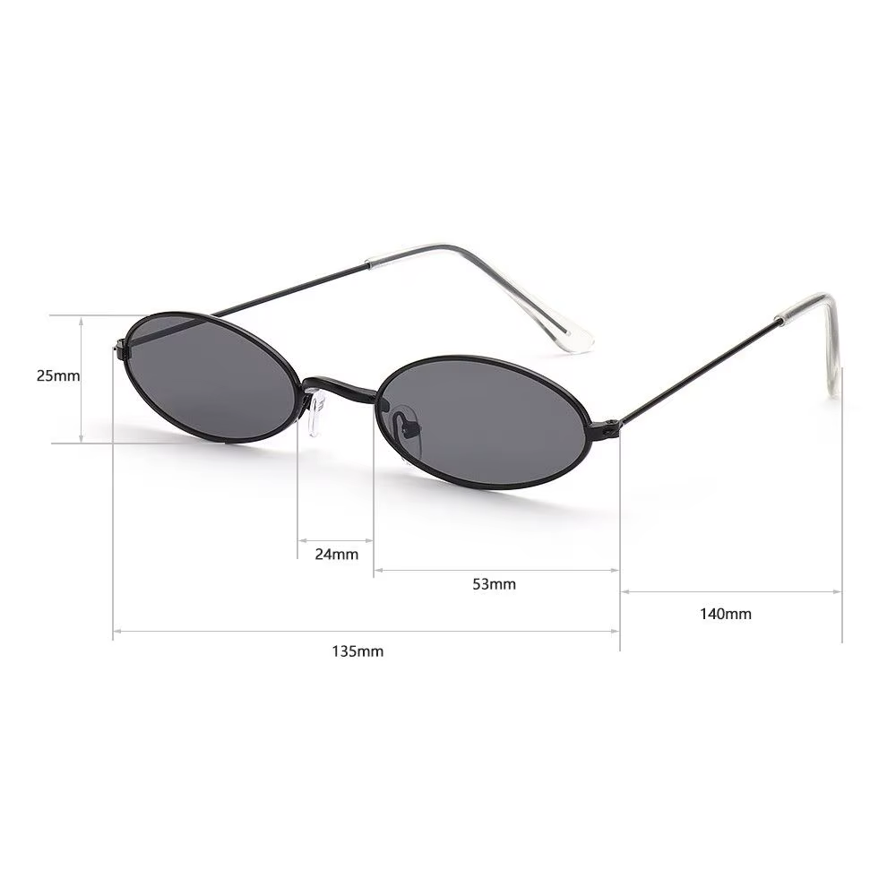 Lunettes de soleil classiques à petite monture narrétro pour hommes et femmes, nuances vintage, lentille de document en métal, lunettes design à la mode