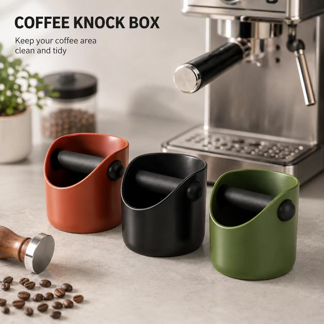 Boîte à expresso compacte avec barre de frappe pour portafiltre