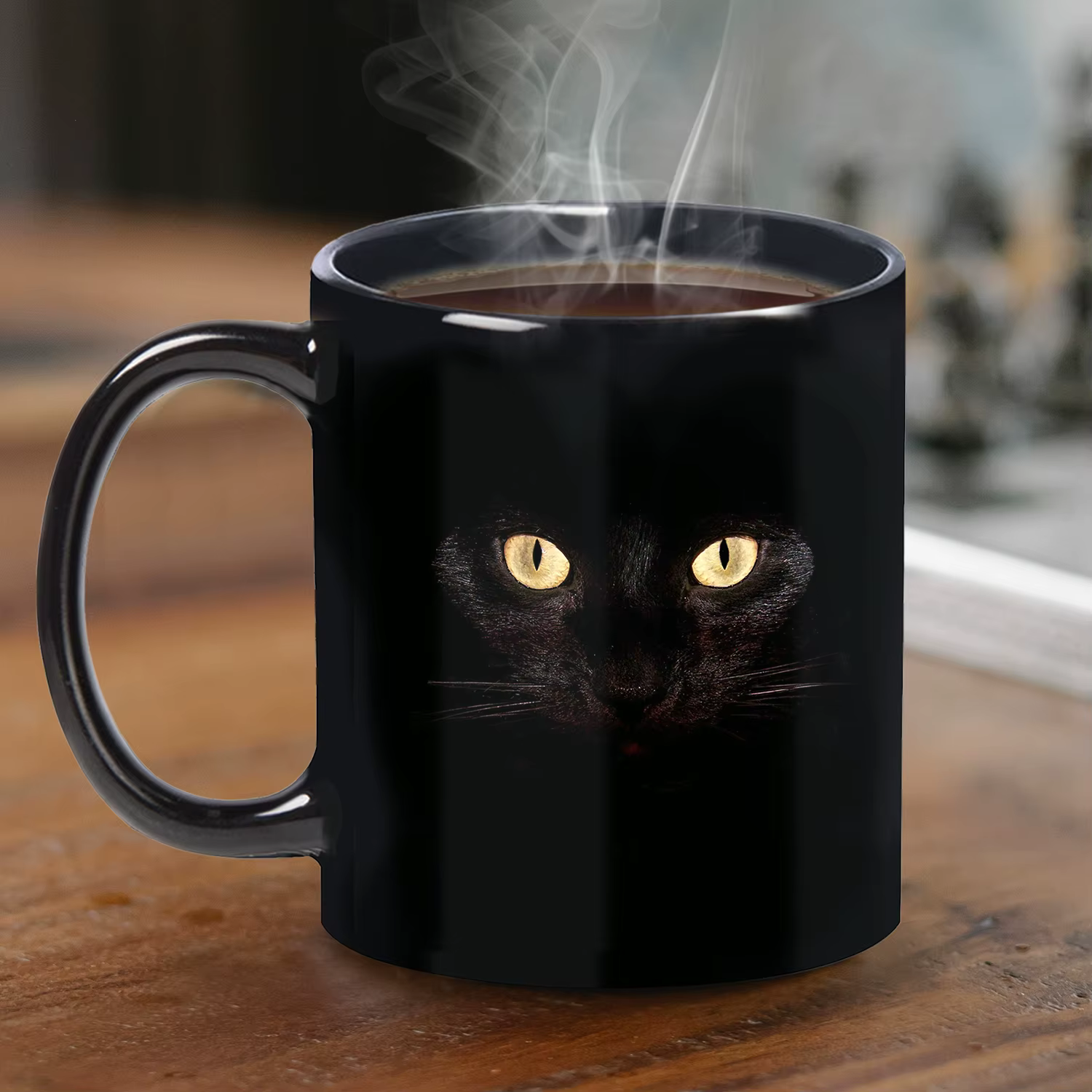 1 pièce, tasse à café chat noir 11 oz - Design ludique - Cadeau d'échauffement pour les amoureux des chats