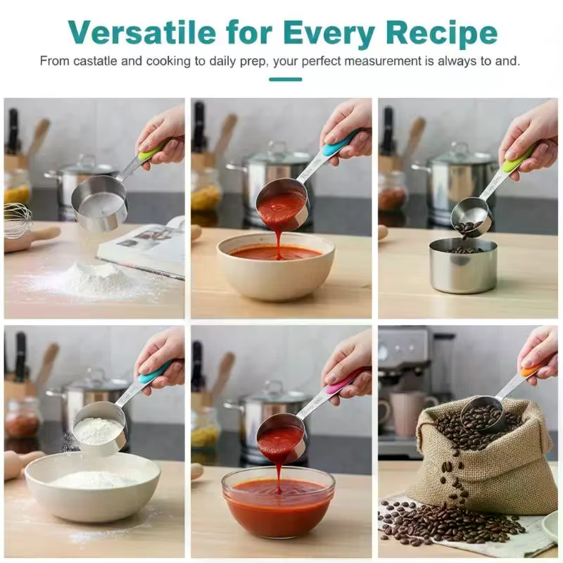 Ensemble de Mesure en Acier Inoxydable : Tasses et Cuillères pour Cuisine