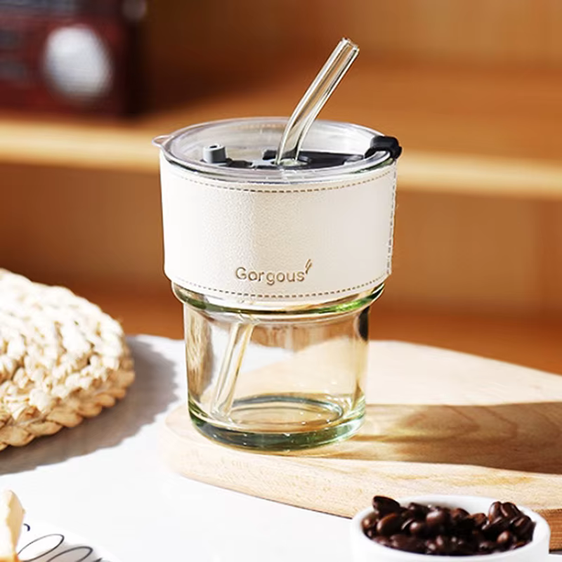 Verre créatif café avec couvercle tasse à boire lait thé boisson