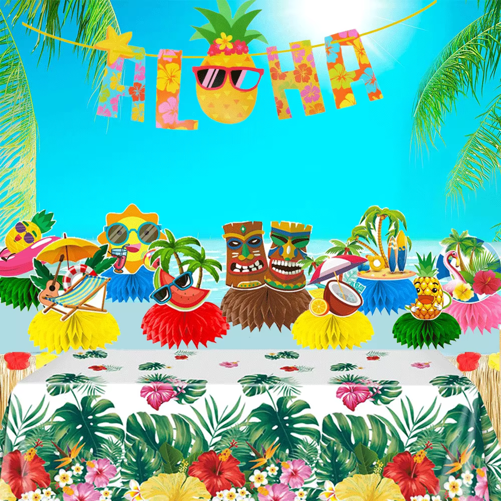 Vaisselle jetable pour fête hawaïenne Luau
