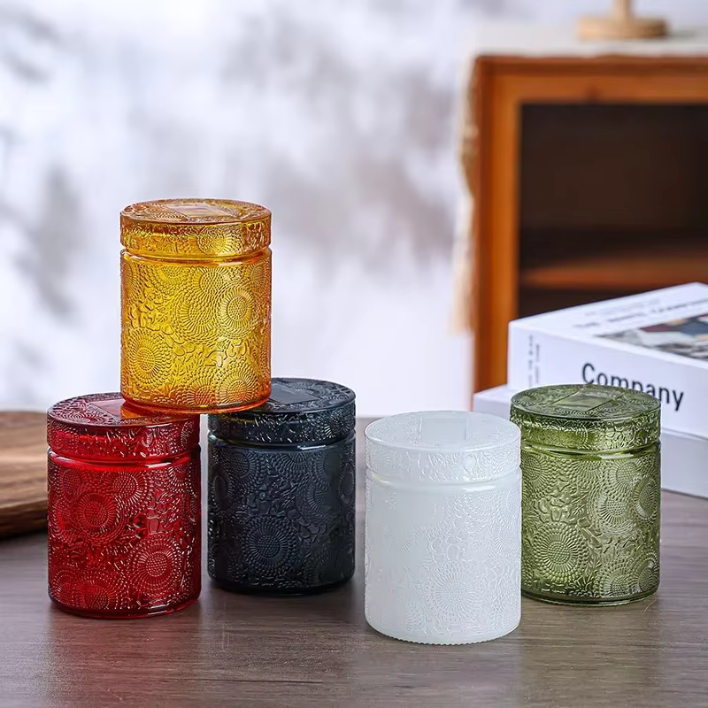 Pot de rangement en verre avec couvercle