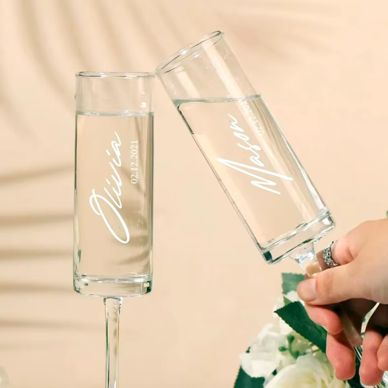 Ensemble de 2 verres de mariage personnalisés