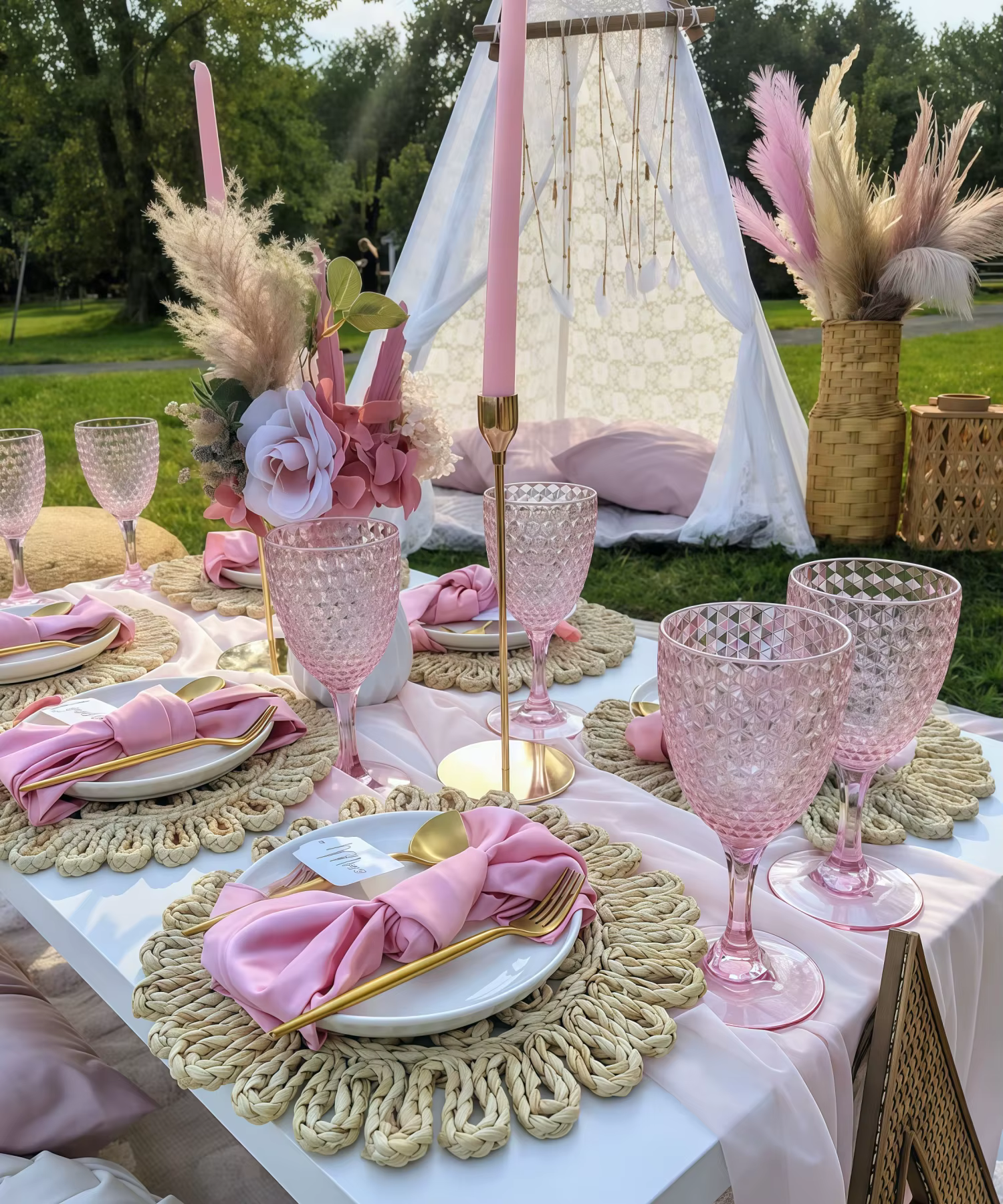 Napperon tissé en paille Boho pour mariage