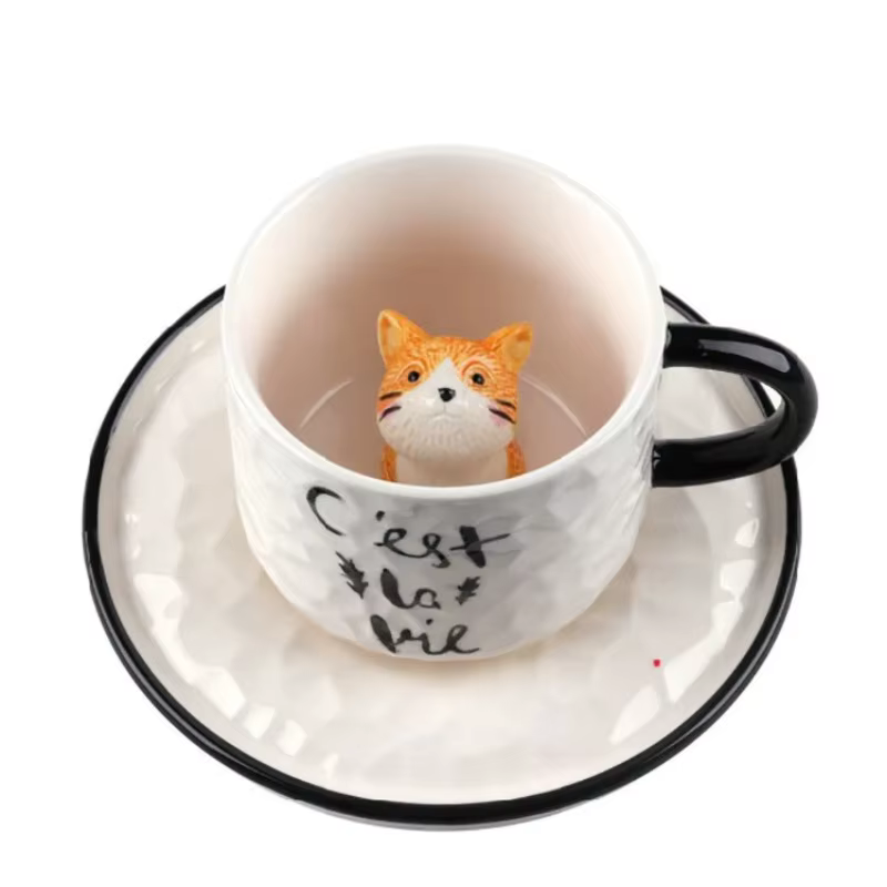 Tasse à café en céramique chat mignon de dessin animé moderne