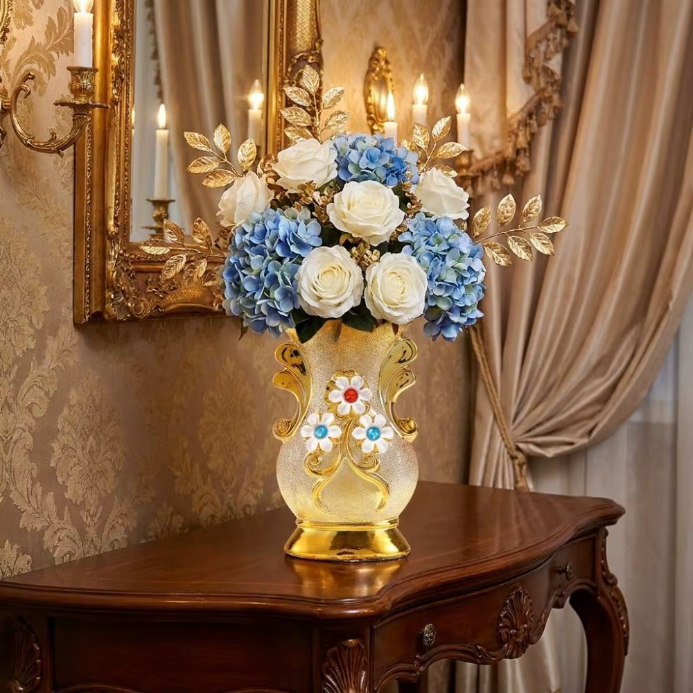 Vase en céramique doré givré