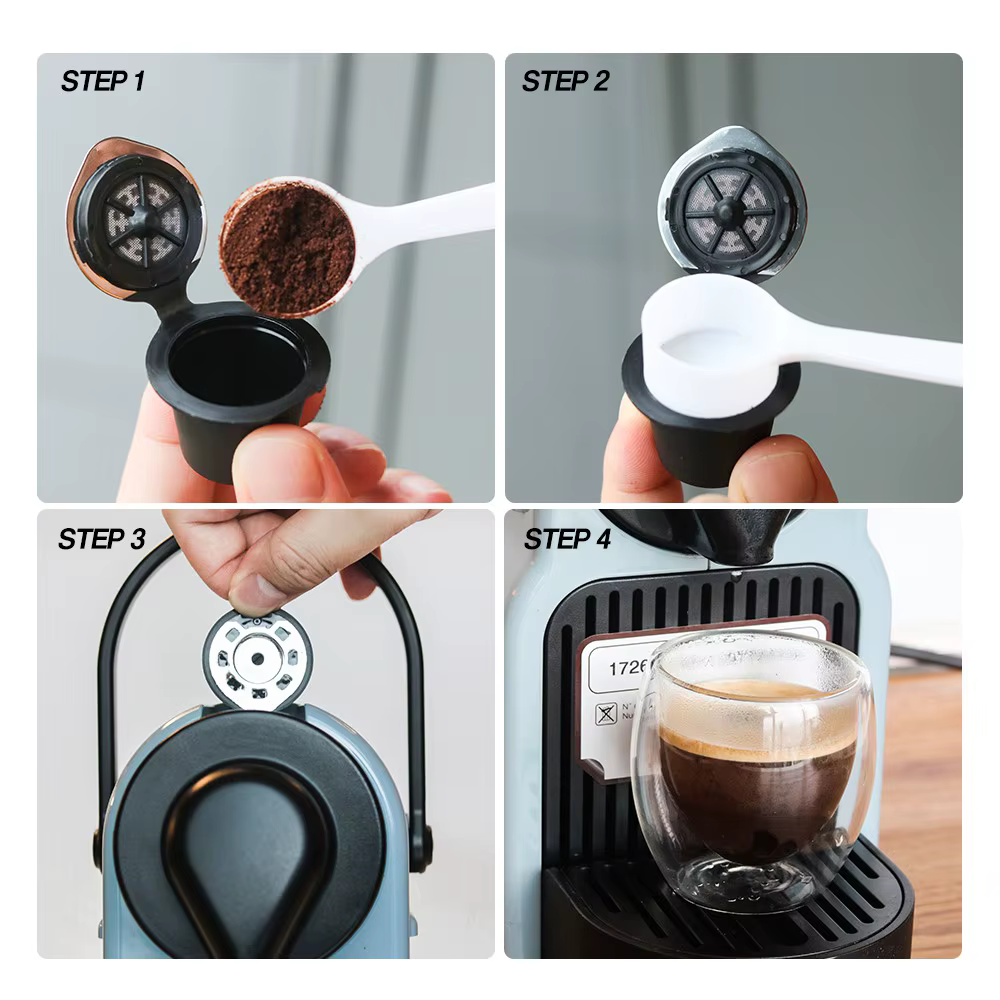 RECAFIMIL Capsule de café rechargeable pour Nespresso, capsule de café réutilisable en acier inoxydable, version Crema, pour machine Nescafe