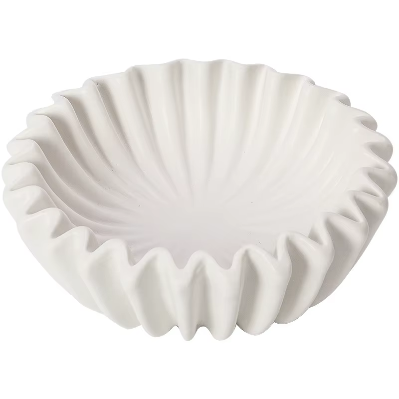 Assiette isolante en forme de feuille de lotus double couche en céramique blanche