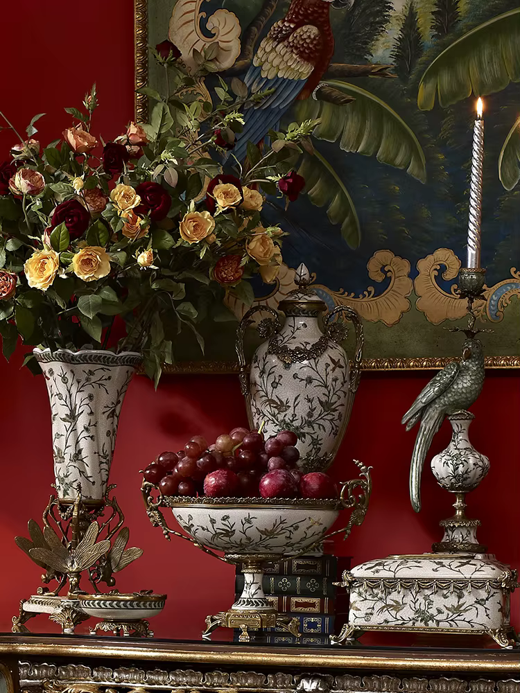 Table à manger de luxe en céramique peinte à la main