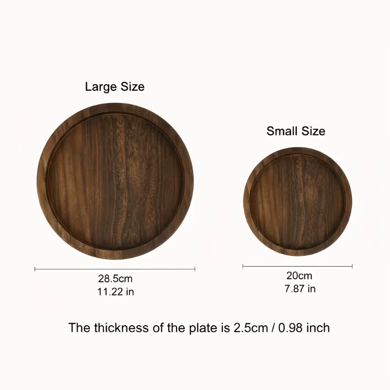 Plateau de service rond en bois rustique