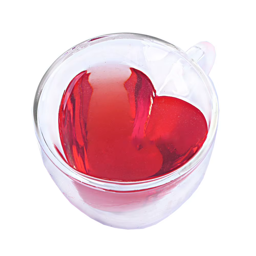 Tasse en verre à Double paroi en forme de cœur d'amour