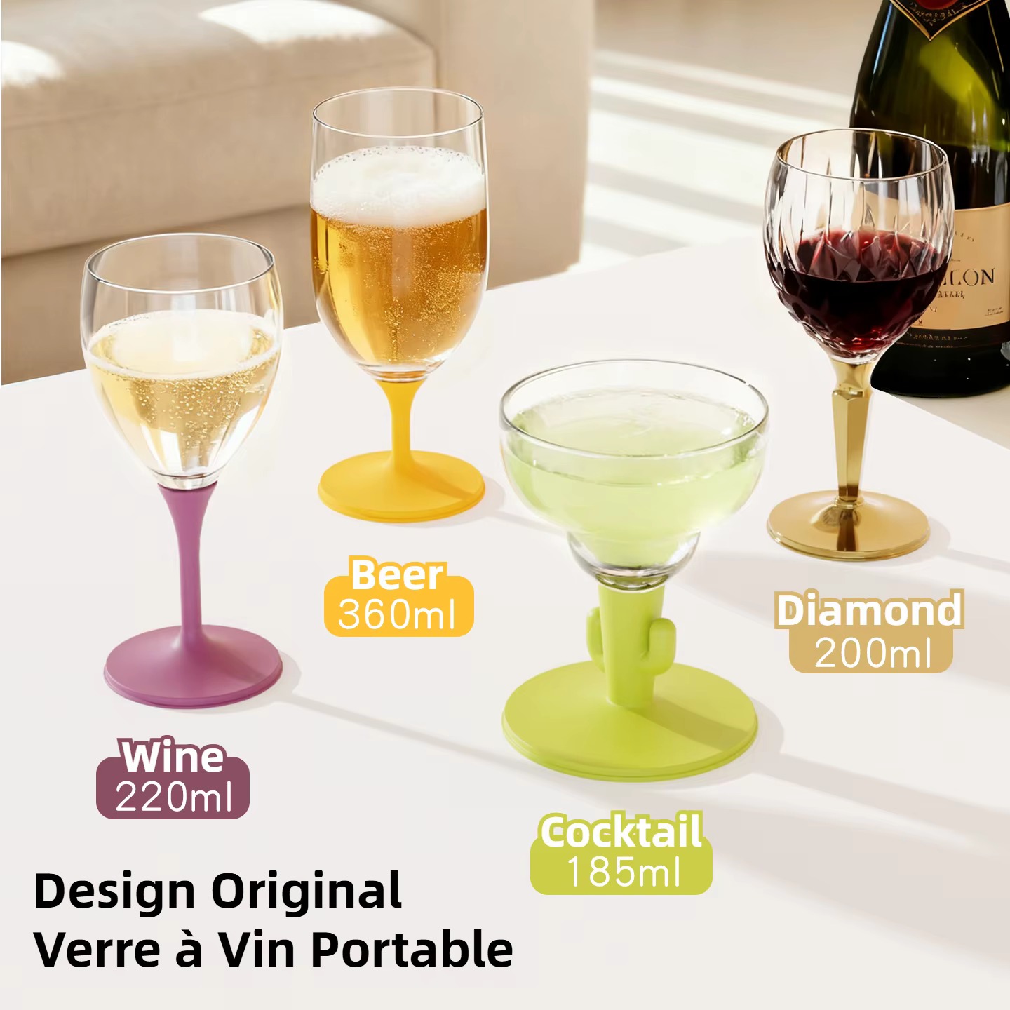 Joie Verre à vin portable incassable Gobelet PCTG