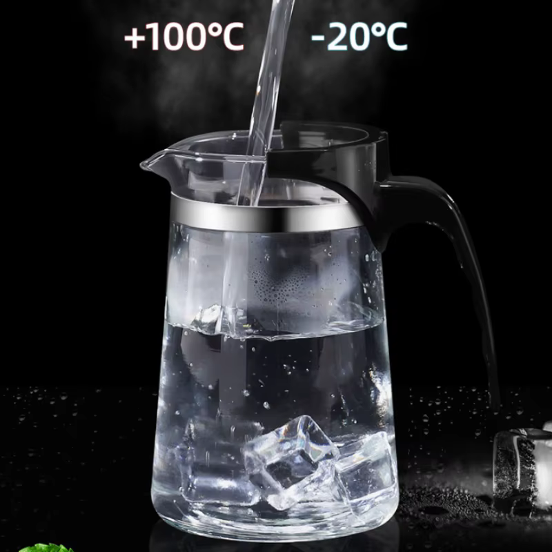 Théière en verre borosilicate JUSTINLAU 500ml-1800ml avec infuseur à thé et compartiment à thé