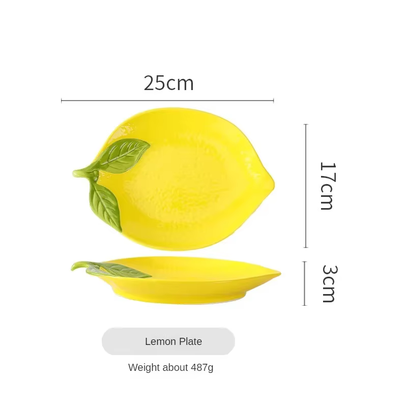 Assiette queplate en céramique en forme de citron de dessin animé