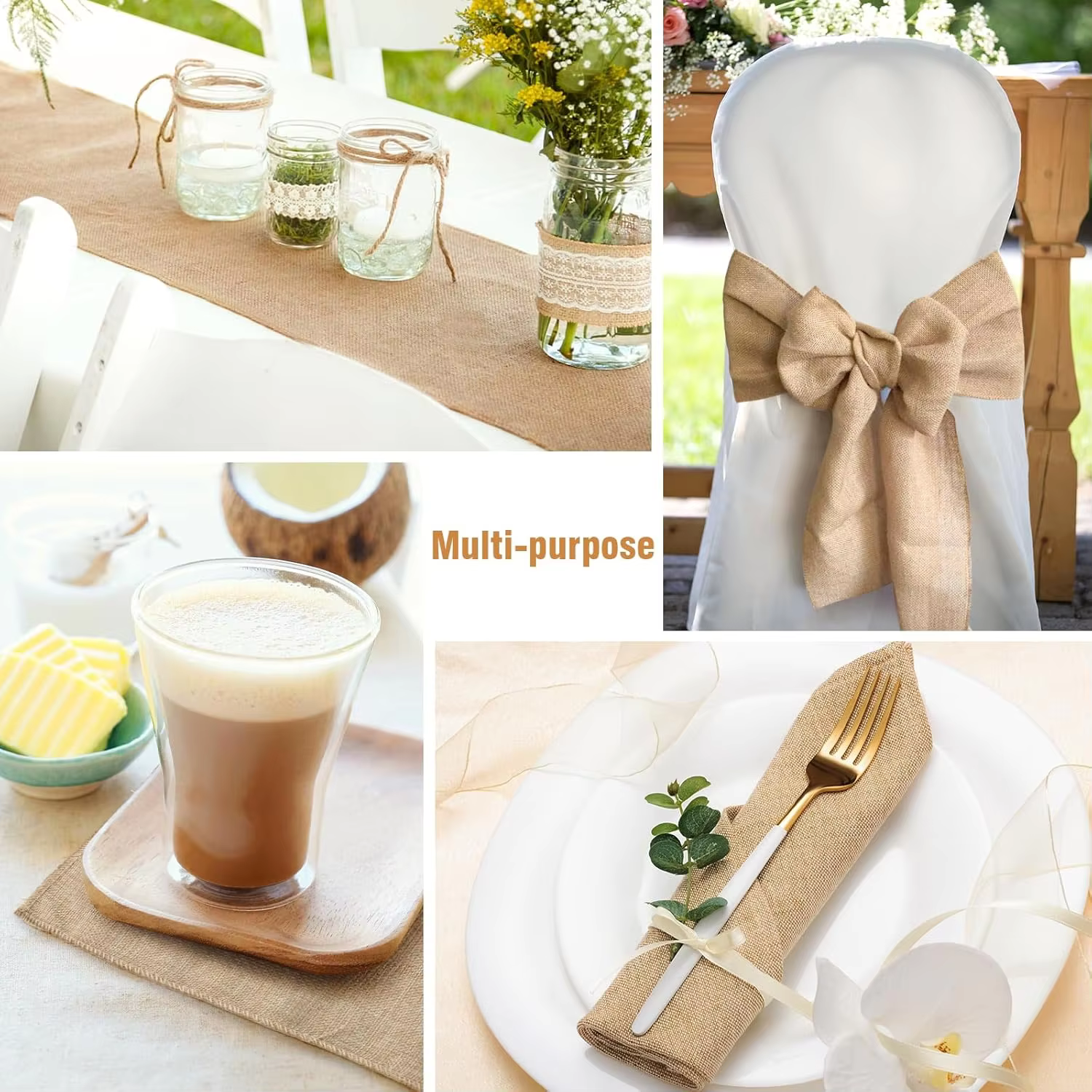 Chemin de Table en toile de Jute naturelle