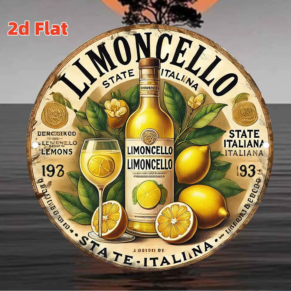 Assiette ronde en bois 2D 20CM, style rétro pastoral citron, pour décoration murale extérieure, restaurant, bar, cuisine, accessoires de photographie DIY