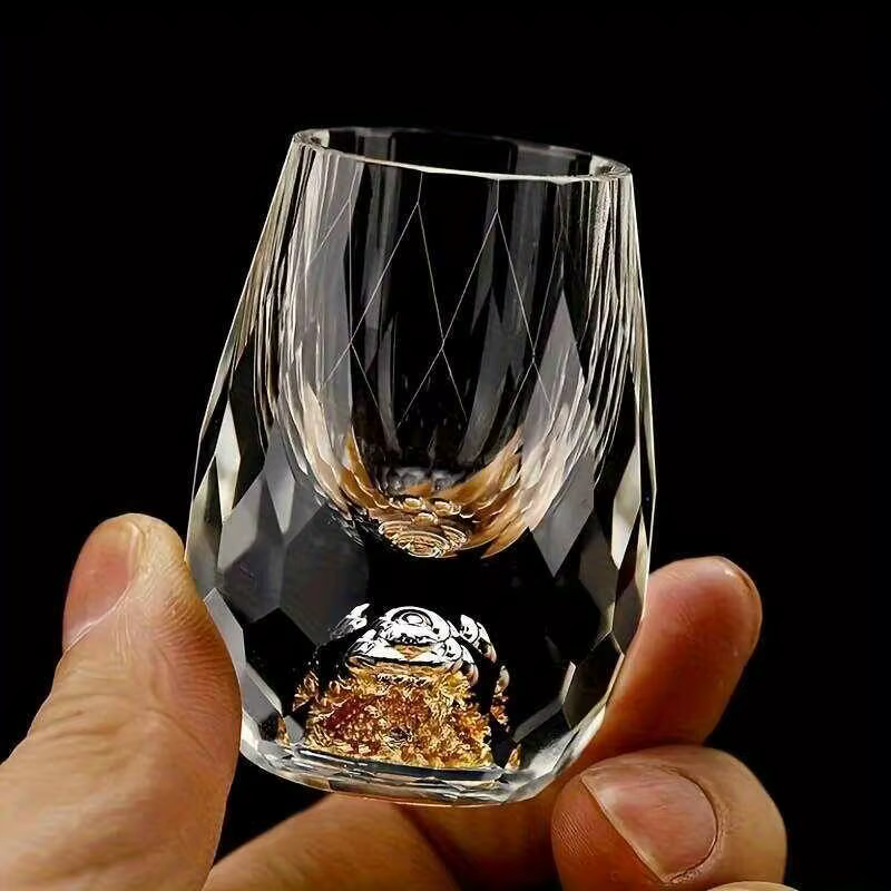 Verre à Shot de montagne doré en cristal luxueux