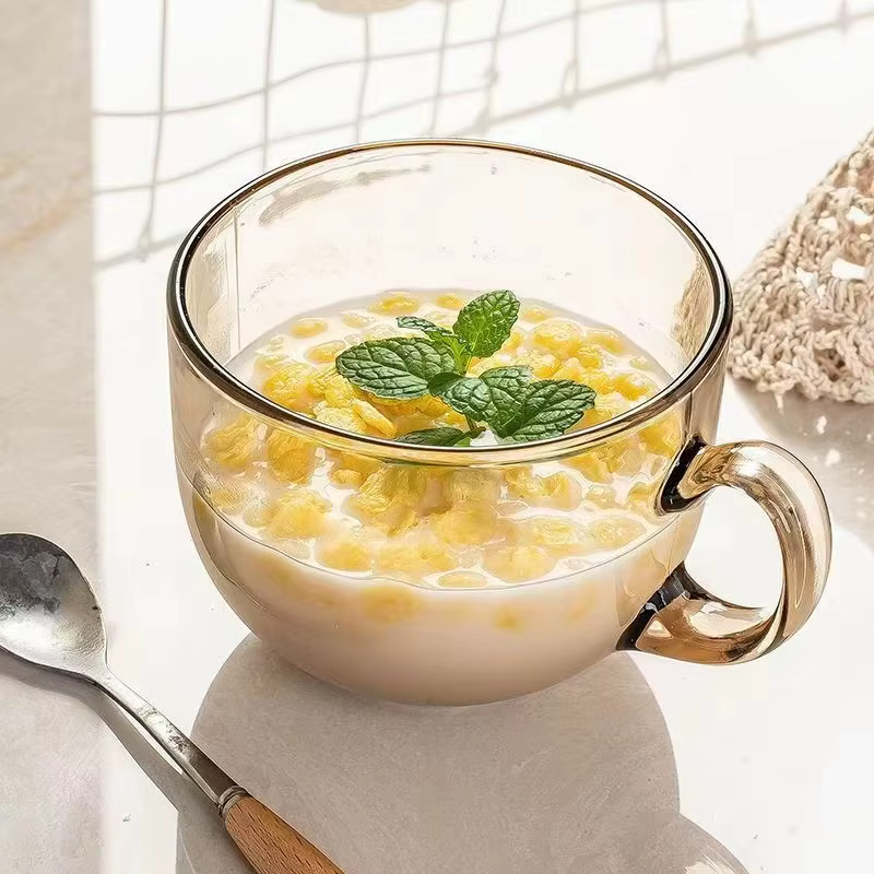 Tasses de petit-déjeuner en verre de grande capacité pour usage domestique