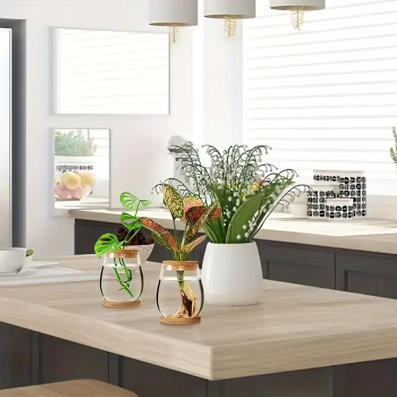 Pot en verre hydroponique - Vase de propagation moderne pour plantes d'intérieur et décoration intérieure