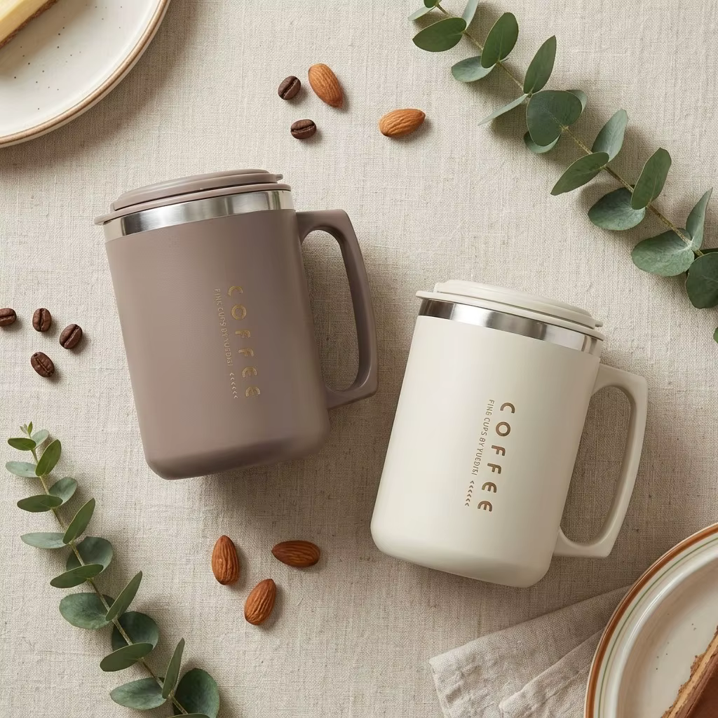 Mug de voyage isotherme avec poignée en acier inoxydable 304
