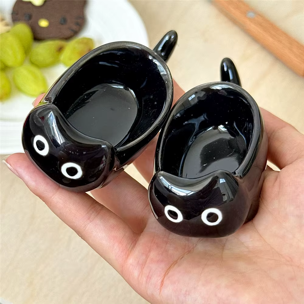 Mini assiette à tremper en céramique en forme de chat