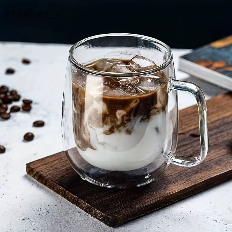 KEMORELA 1/2 pièces tasse à café Double paroi avec poignée
