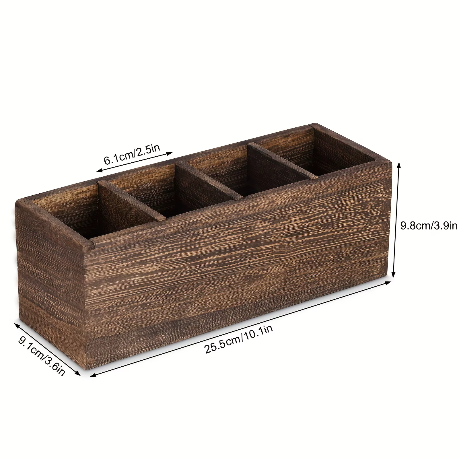 Organisateur de couverts en bois avec 4 compartiments pour ustensiles de cuisine